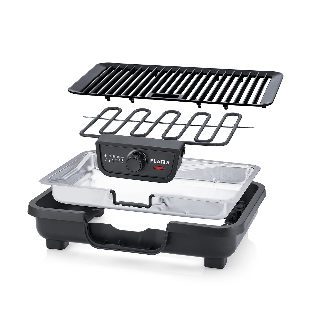 Grelhador Elétrico de Resistência 2200W 4871FL, FLAMA preto , FLAMA