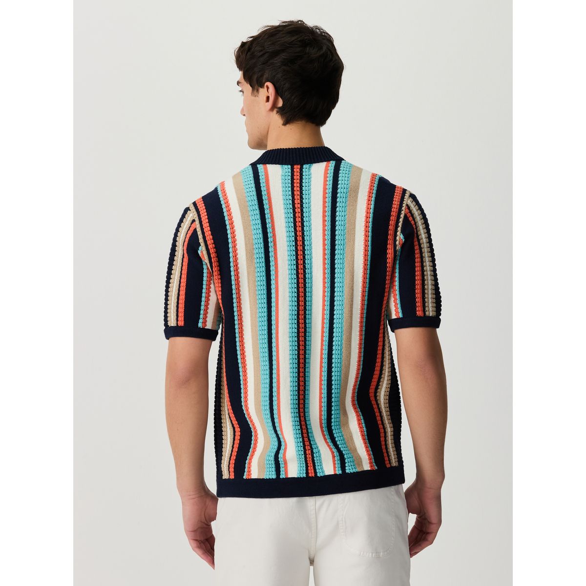 Chemise standard en maille à rayures bleu marine/blanc, NEXT