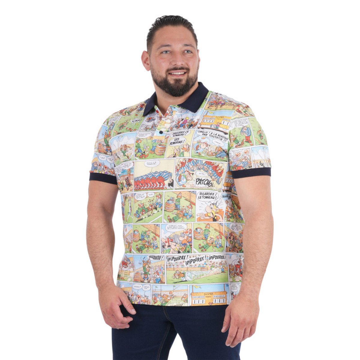 Polo en coton multicolore imprimé pourvu d'un col boutonné et d'une coupe droite multicolore, RUCKFIELD