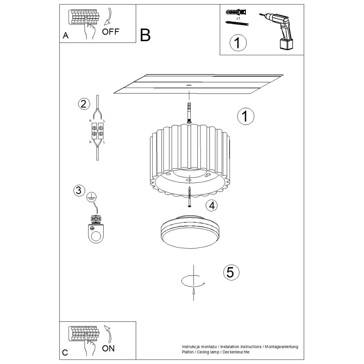 Plafonnier Aluminium Pêche Gx53 1 Aura rose, EDEN