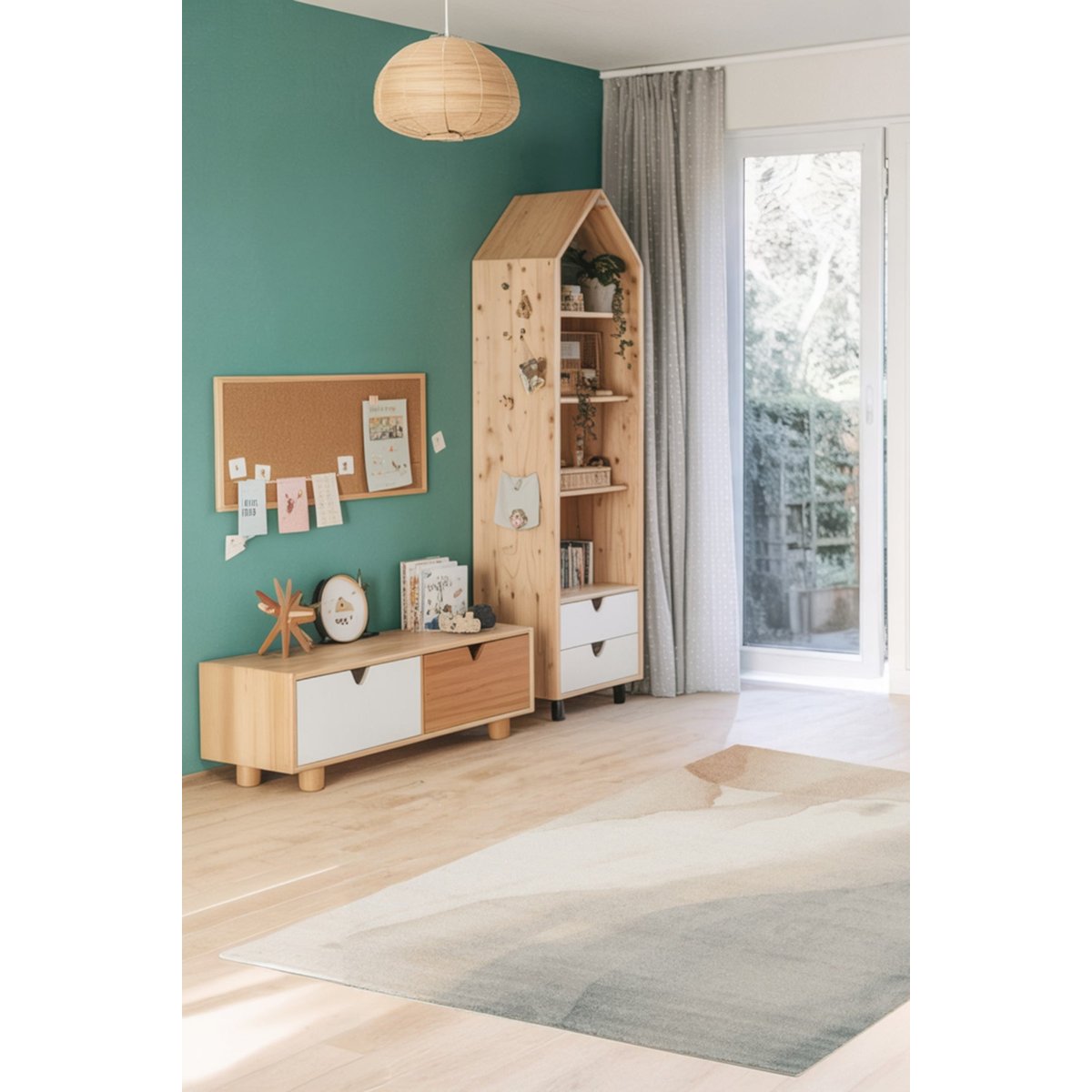 Tapis abstrait en polyester recyclé AQUARELLE palette colorée, AFK LIVING