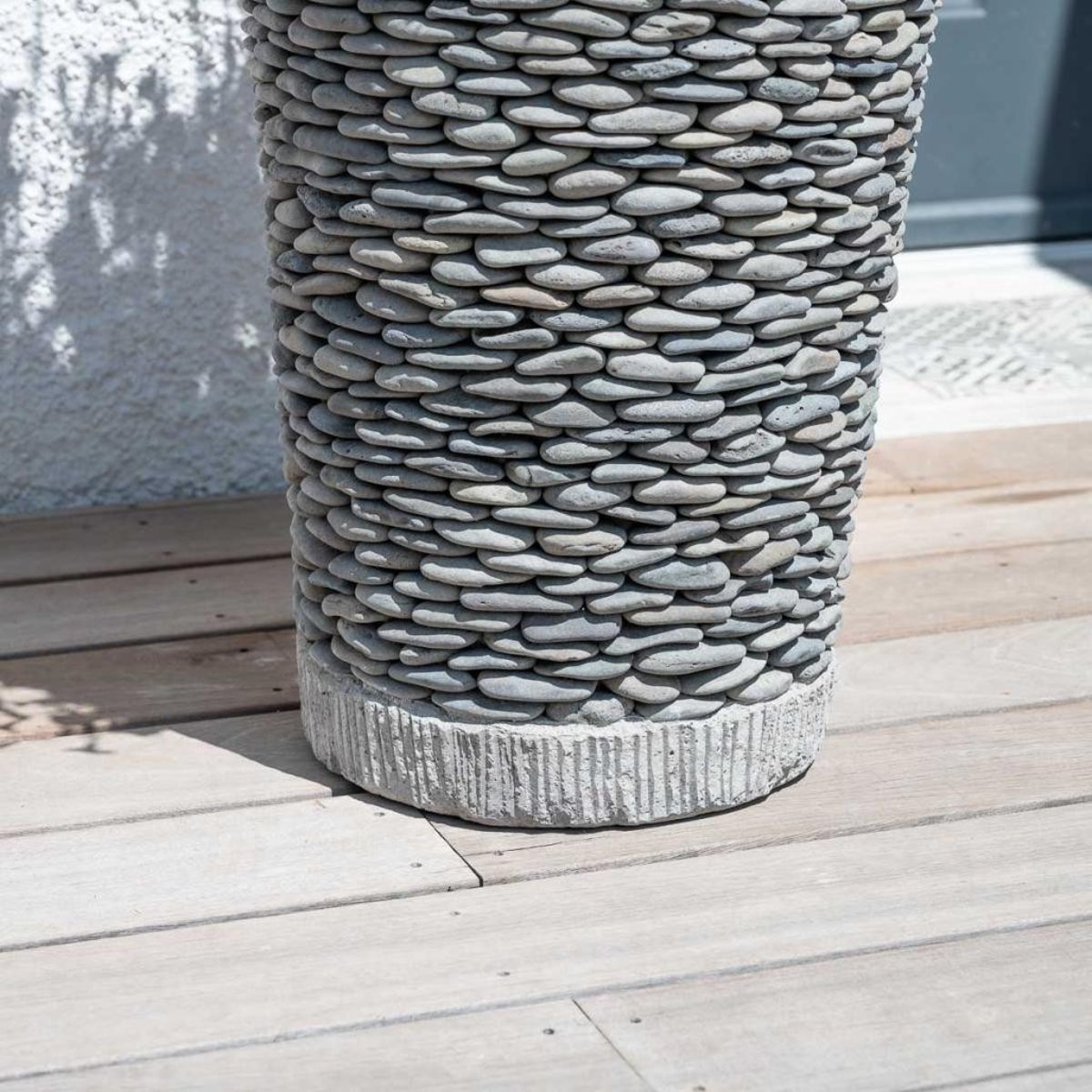Pot bac jardinière galet conique rond jardin extérieur 80cm ZEN gris, WANDA COLLECTION