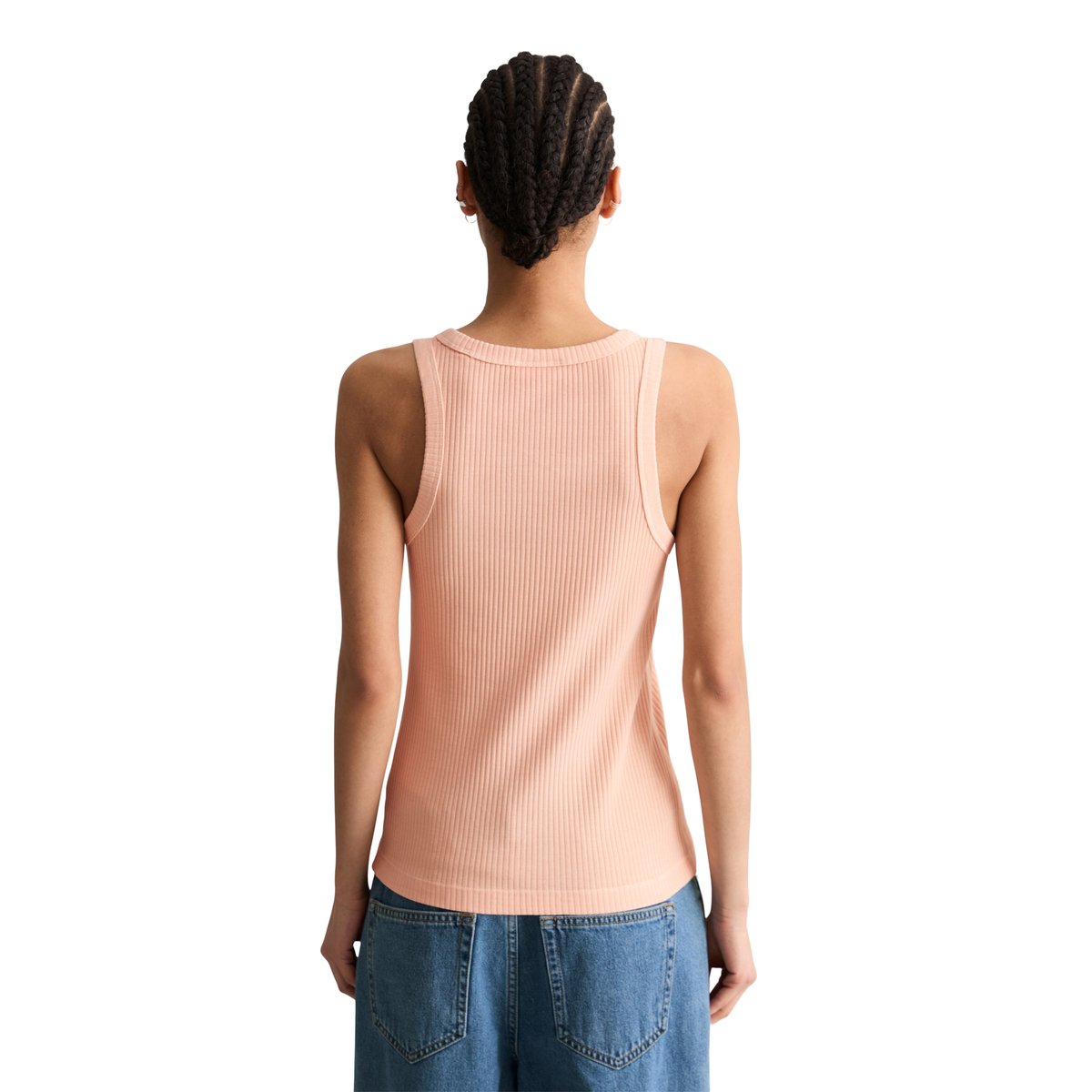 Débardeur regular en jersey de coton organique rib rose pale, MARC O’POLO DENIM