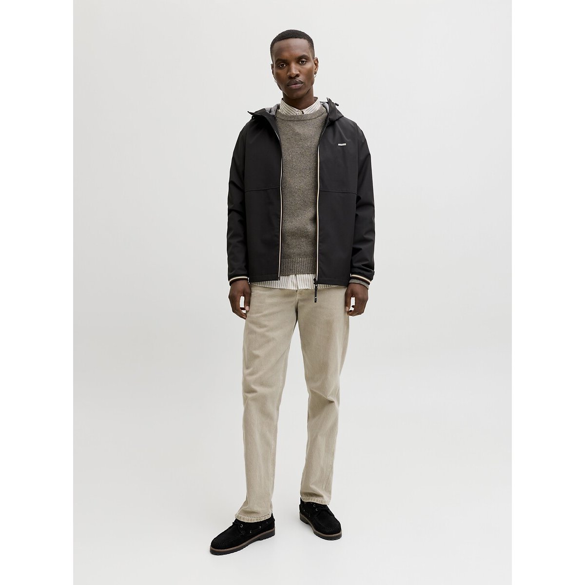 Coupe-vent à capuche noir, JACK & JONES