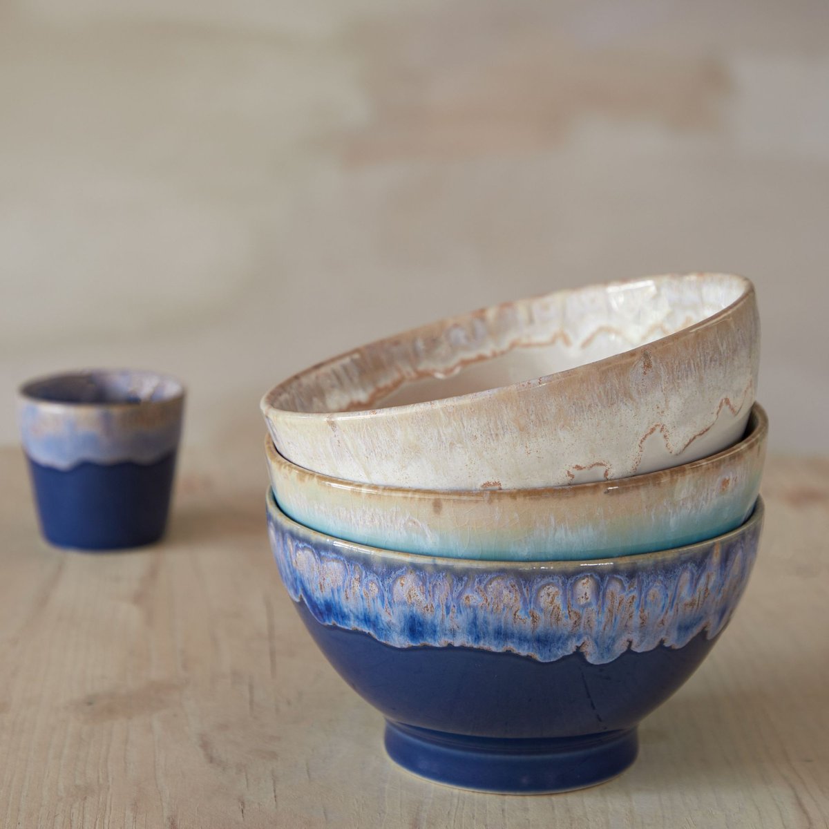 Set 4 bols 15 LATTE BOWLS aqua, COSTA NOVA