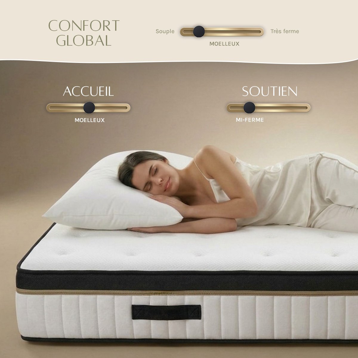 Ensemble literie EMERAUDE + accessoires blanc, MAISON AUBERTIN