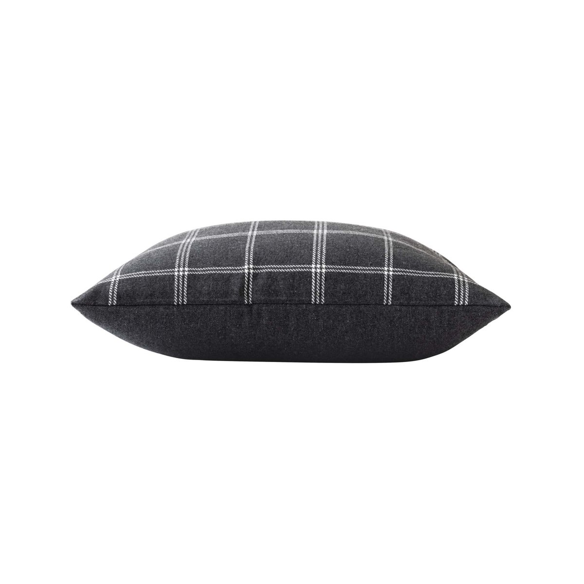 Coussin déhoussable à carreaux en poly-coton tissé gris anthracite, DOUCEUR D'INTÉRIEUR