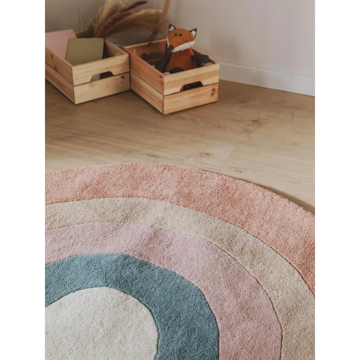 Tapis enfant rond tufté main arc en ciel RAINBOW multicouleur, BENUTA 