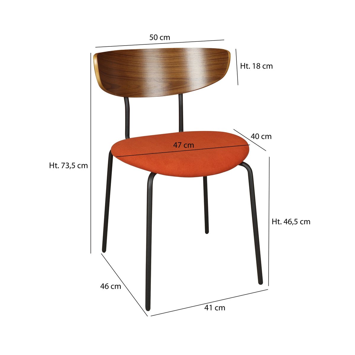Lot de 2 chaises en bois et velours, RIVA terracotta, NOW'S HOME