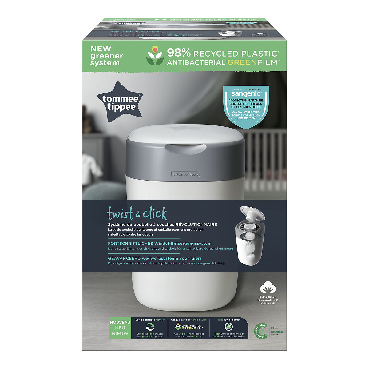 Poubelle à couches Twist et Click blanc, TOMMEE TIPPEE