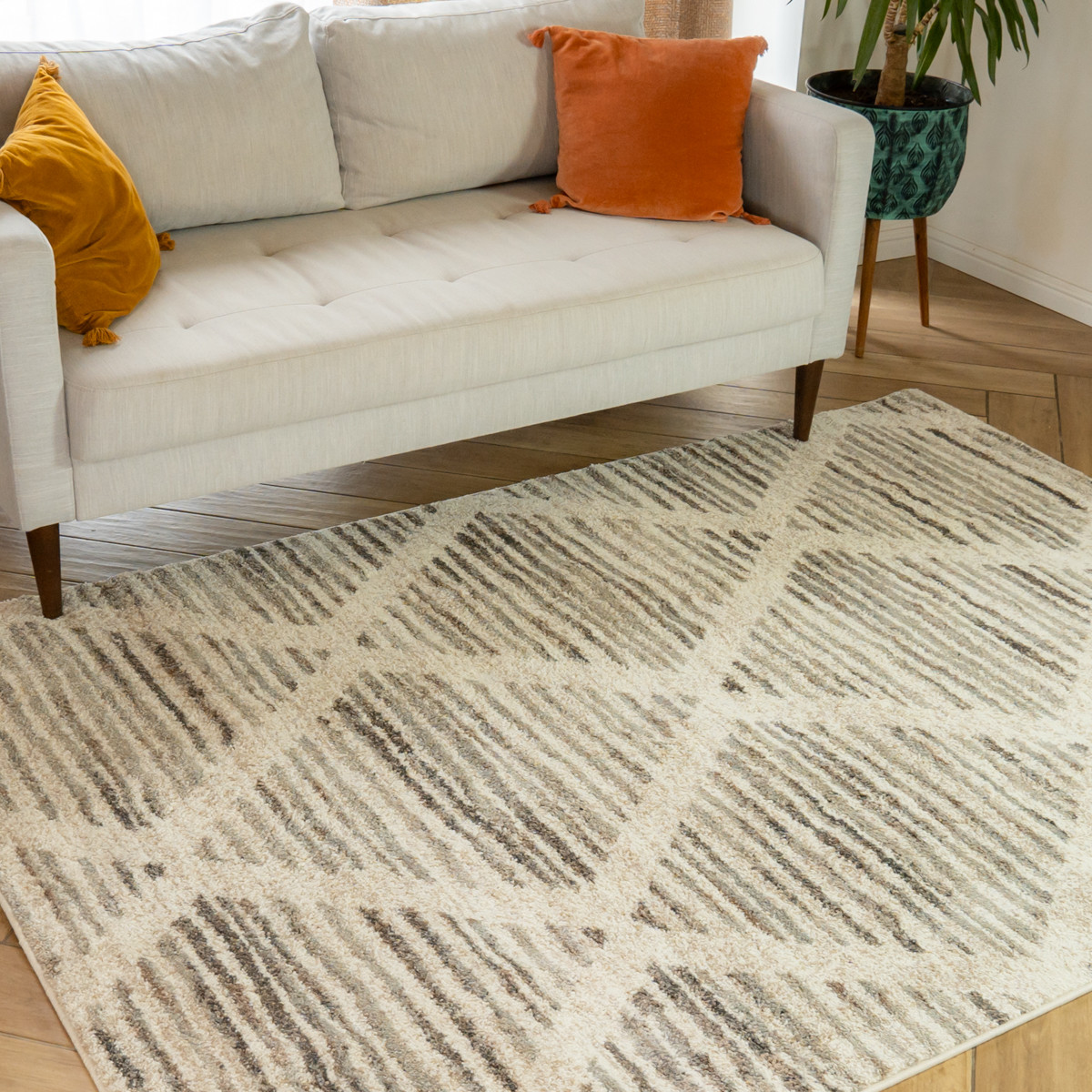 Tapis déco intérieur style berbère losanges TUNIS beige naturel, FUTURE HOME