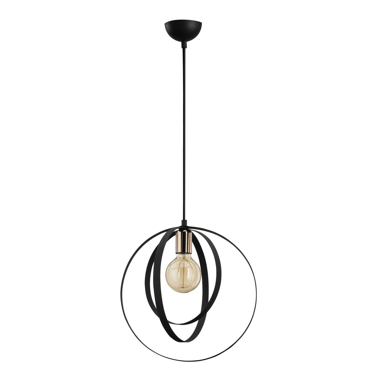 Suspension design noire filaire, anneaux entrelacés SILE noir, PIER IMPORT