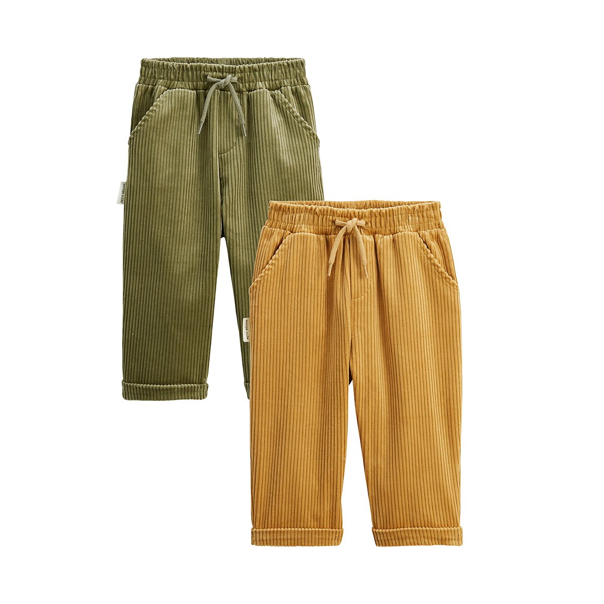 Lot de 2 pantalons enfant en velours côtelé Charly camel, PETIT BEGUIN