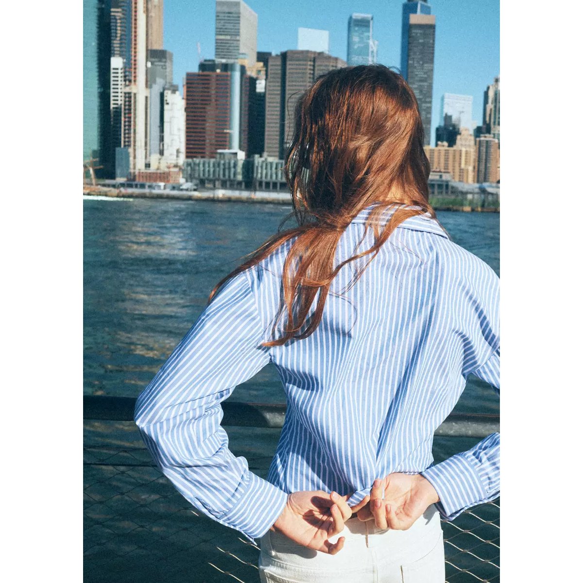 Chemise rayures nœuds bleu ciel, MANGO TEEN
