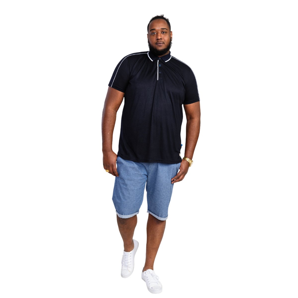 Polo manches courtes grande taille motif/style passepoil contrasté SUSSEX bleu marine, DUKE