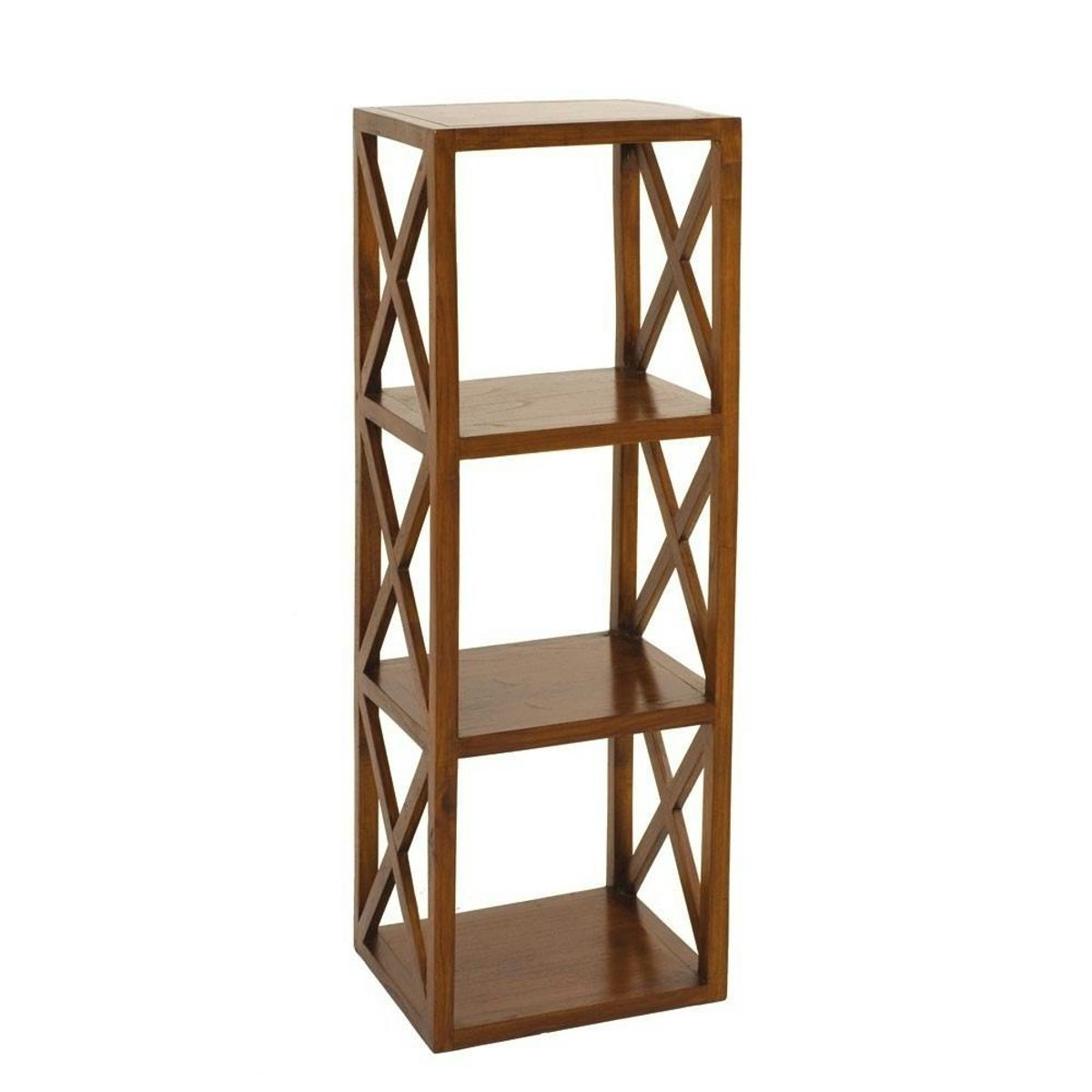 Étagère 3 niveaux 120cm bois exotique croisillons LOLA bois naturel, PIER IMPORT