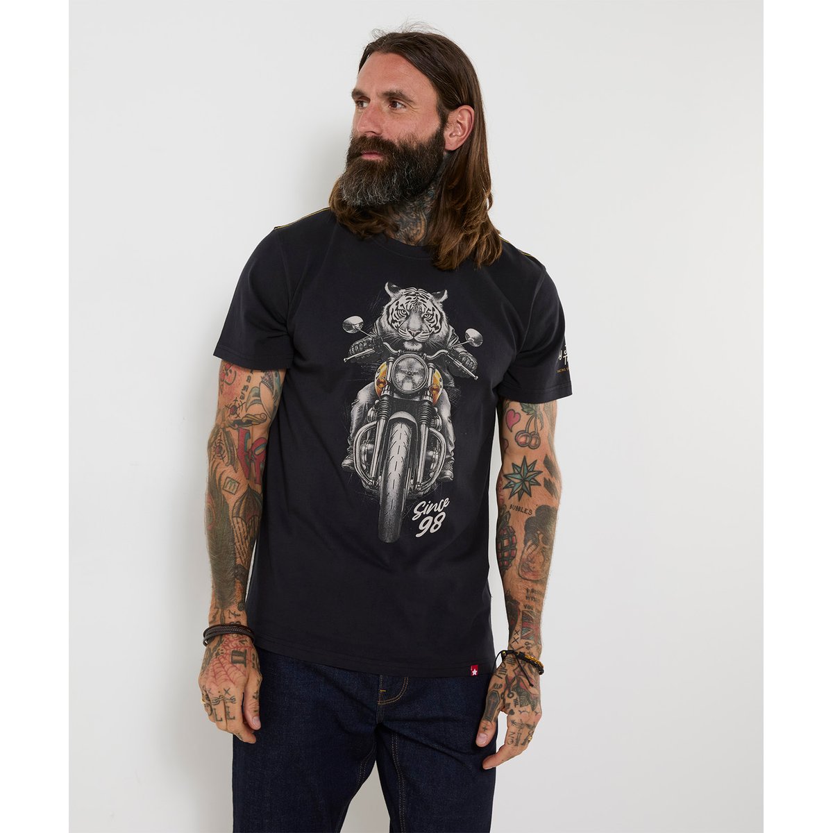 T-Shirt Tigre Motard noir, JOE BROWNS