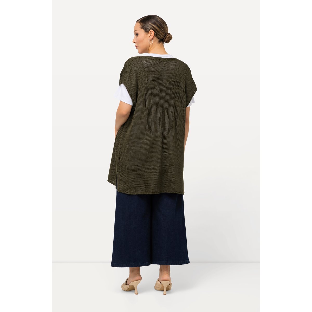 Gilet en maille oversized sans manches forêt verte, ULLA POPKEN