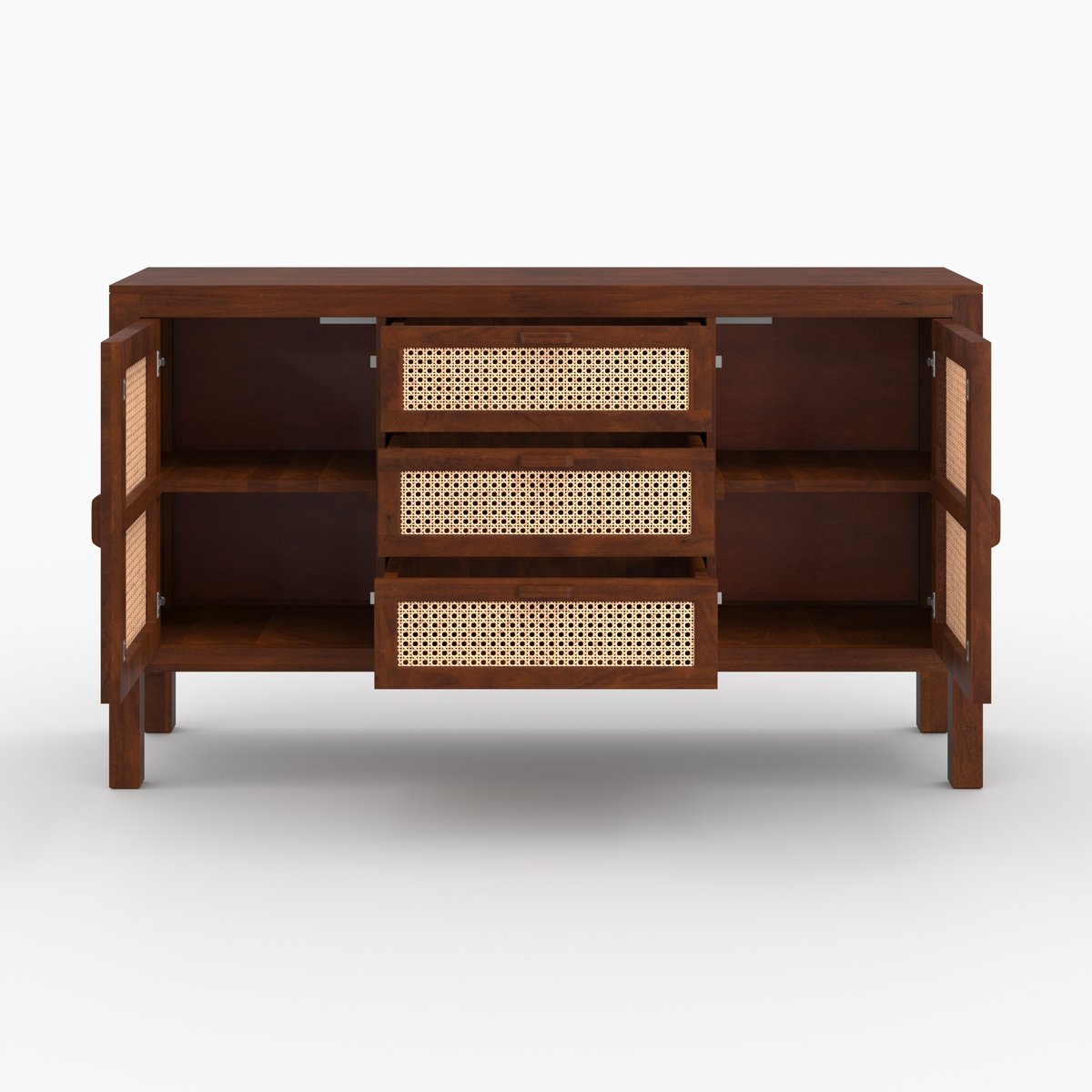 Buffet en bois de manguier et cannage - TIKI marron foncé, MAISON PAVANE