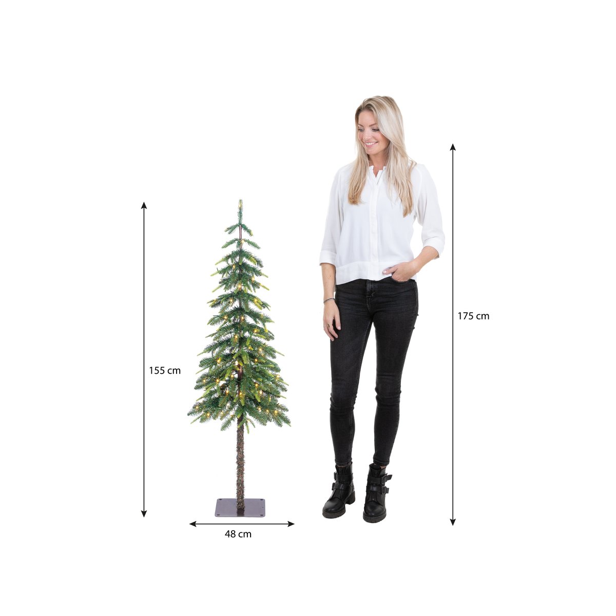 Sapin de Noël artificiel avec LED H155 cm LODGE vert, BLACK BOX TREES