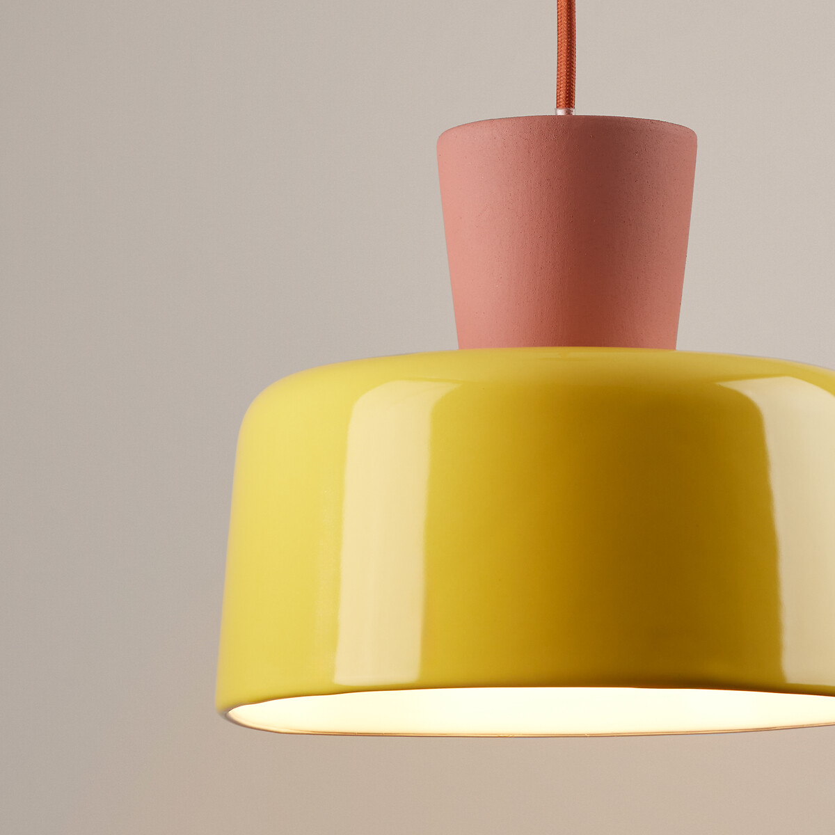 Lampada a sospensione in ceramica colorata Ø 21 cm, Jimna giallo, LA REDOUTE INTERIEURS