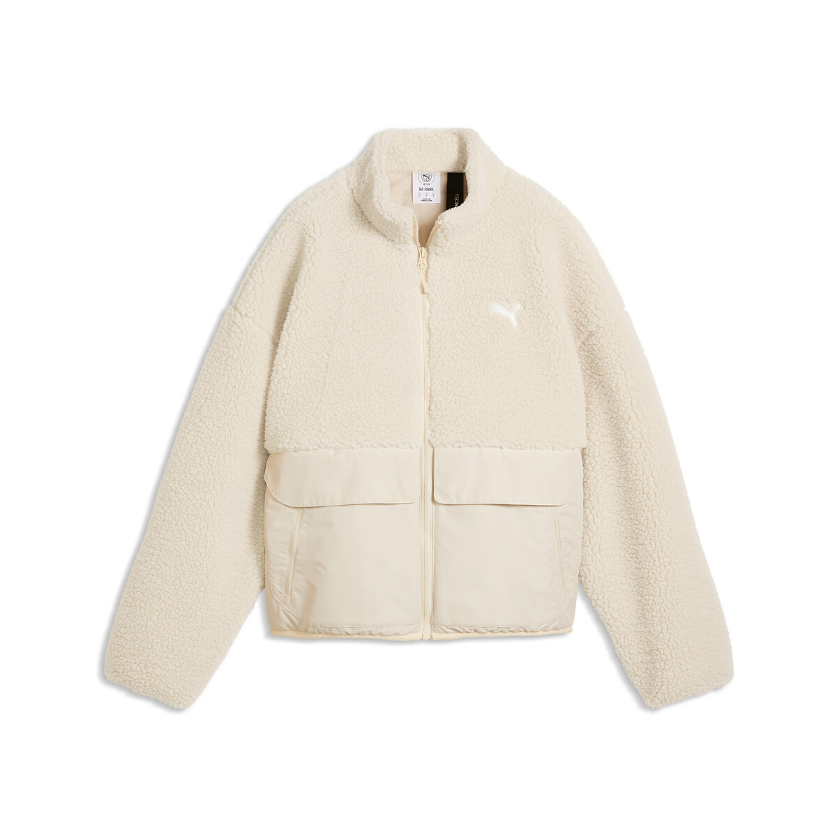 Manteau en sherpa avec poches plaquées ecru, PUMA