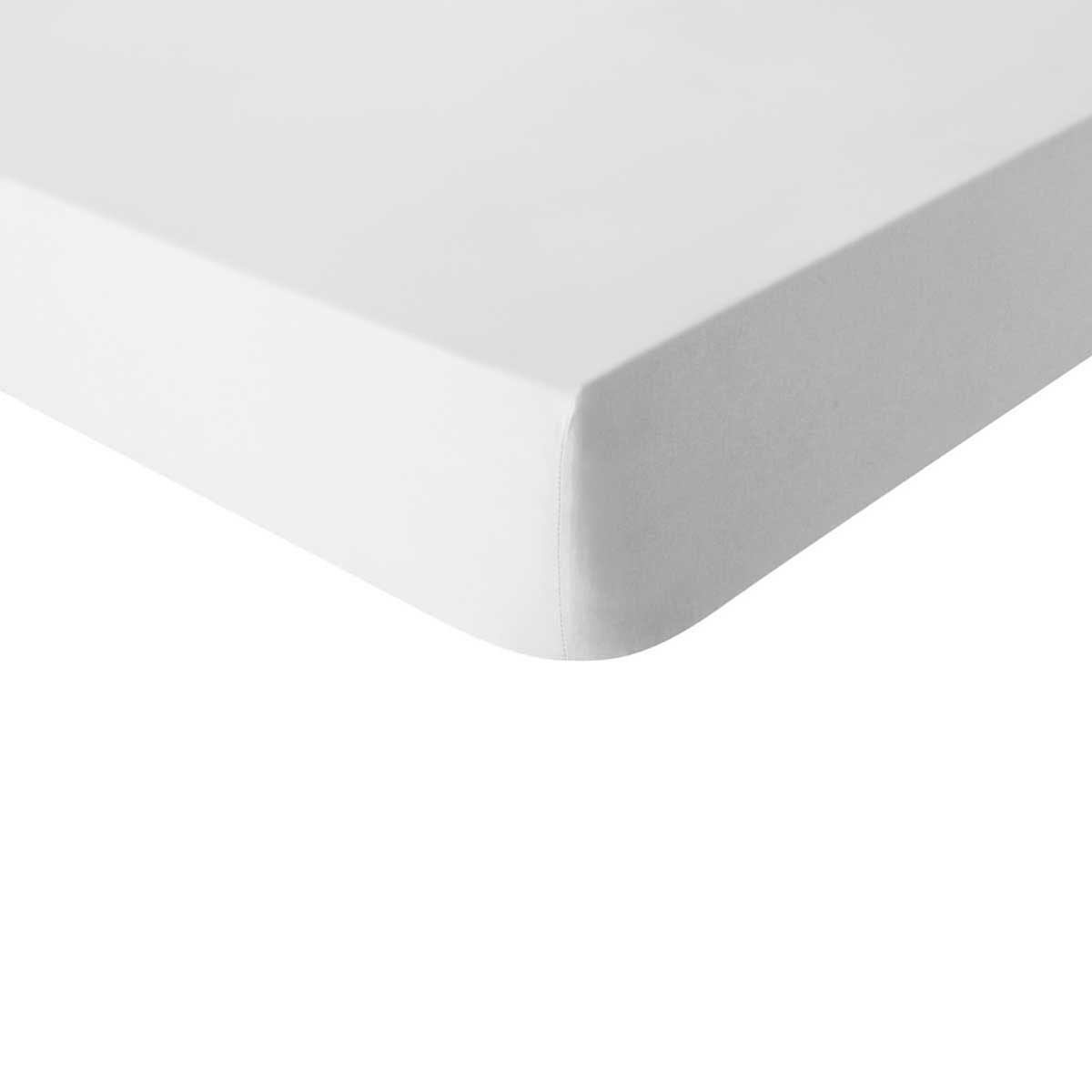 Drap housse uni en coton, bonnet de 30cm, TOUT DOUX blanc, ESSIX