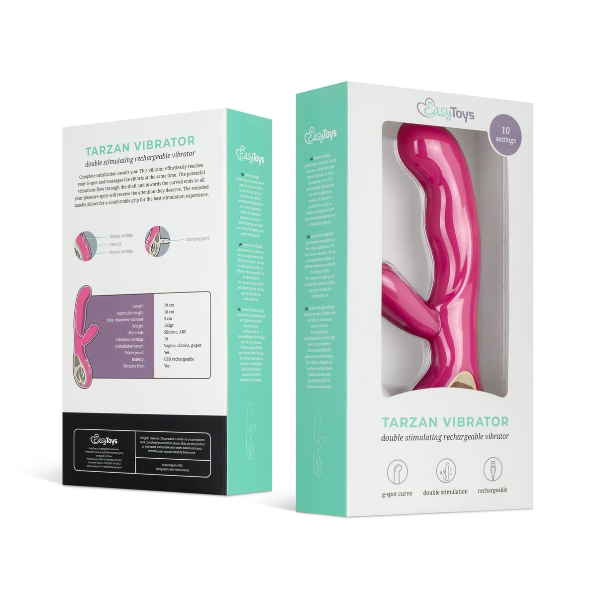 Vibromasseur rabbit rose, EASY TOYS