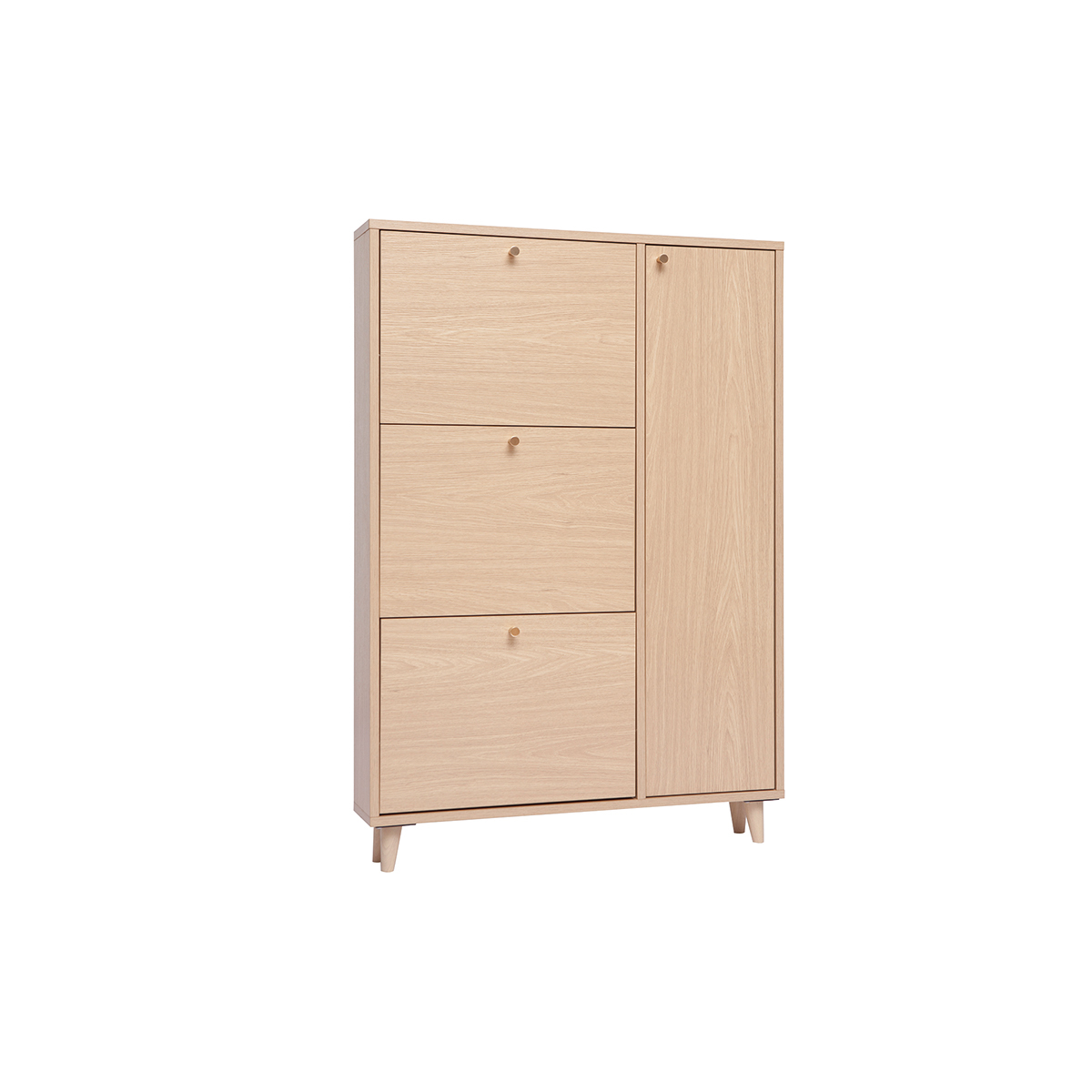 Meuble à chaussures finition bois clair chêne et métal doré L90 cm SILVESTRE chêne clair, MILIBOO