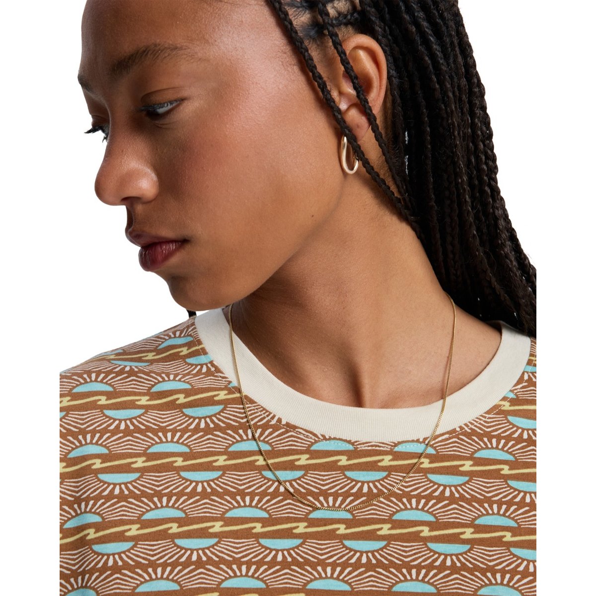 T-Shirt à manches courtes BOYFRIEND CROP marron bone wht horizons qsw horiz, QUIKSILVER