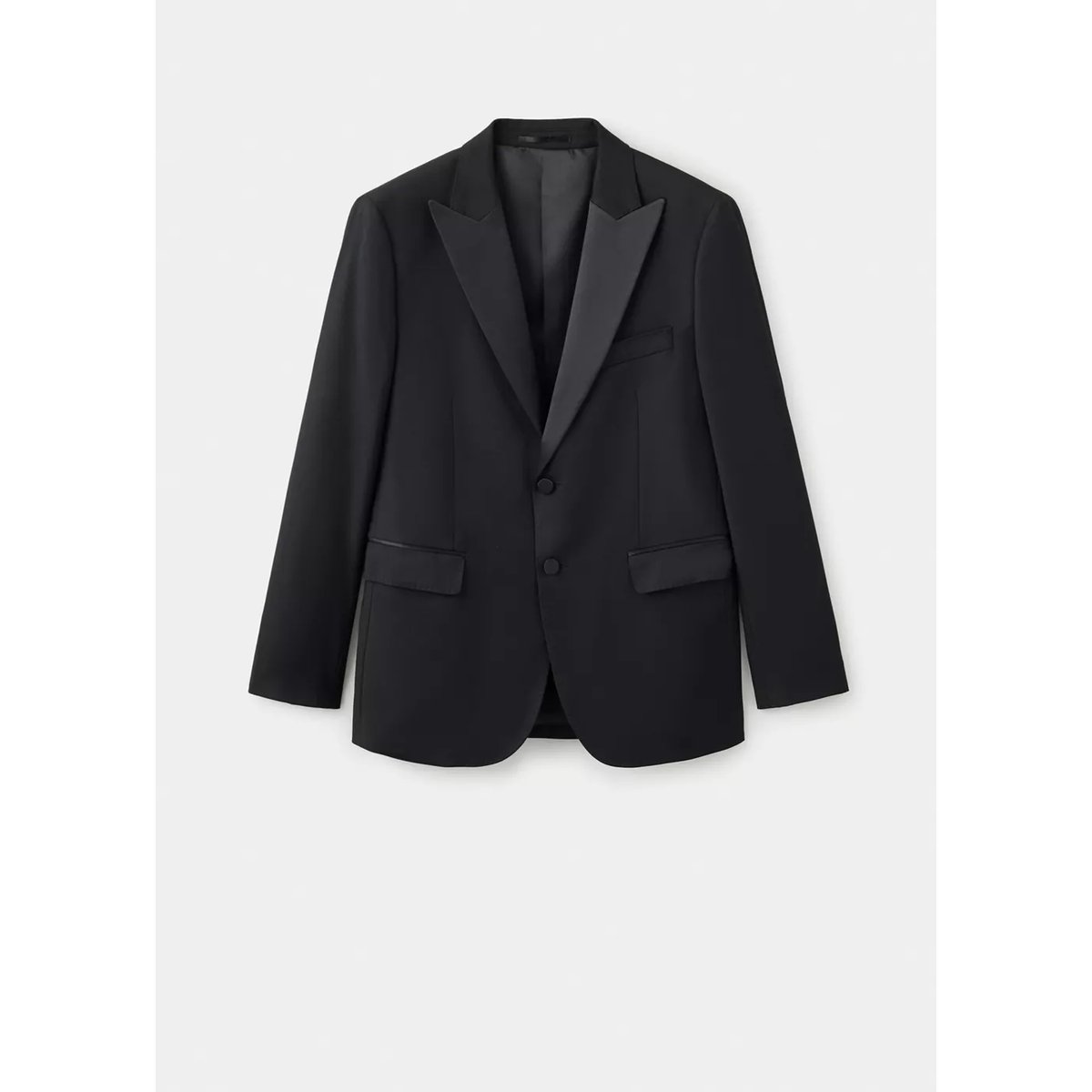 Veste de costume smoking à revers en satin, coupe slim fit noir, MANGO MAN