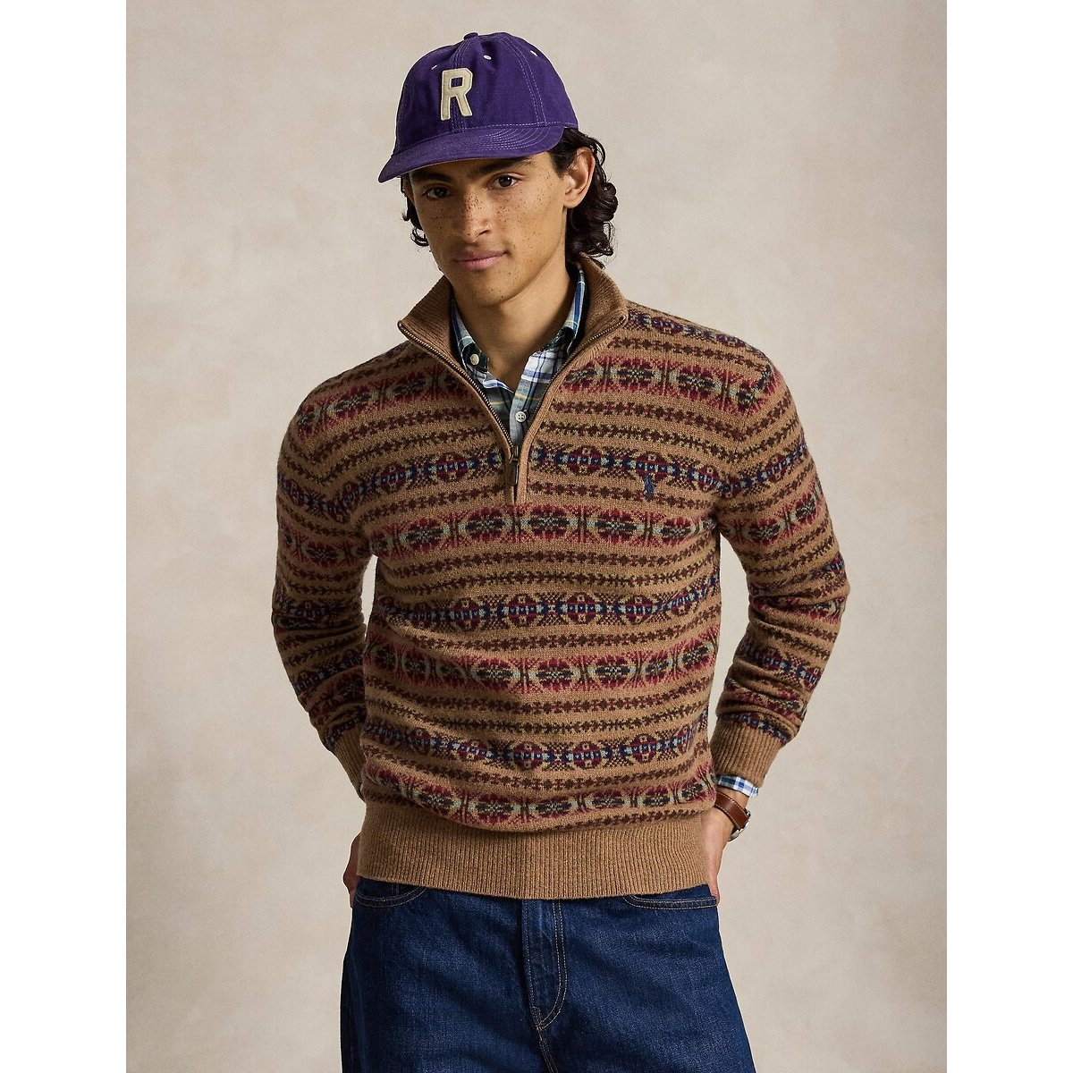 Pull camionneur, en laine marron, POLO RALPH LAUREN