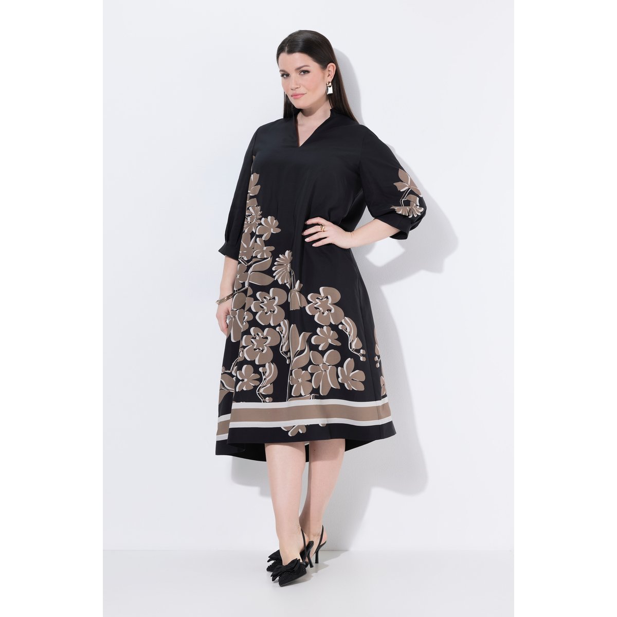 Robe midi en lyocell noir, ULLA POPKEN