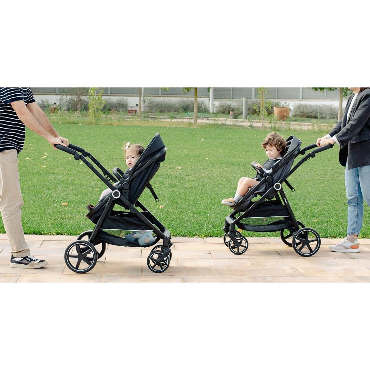 Poussette 2 en 1 Versa - Gris couleur unique, INTERBABY
