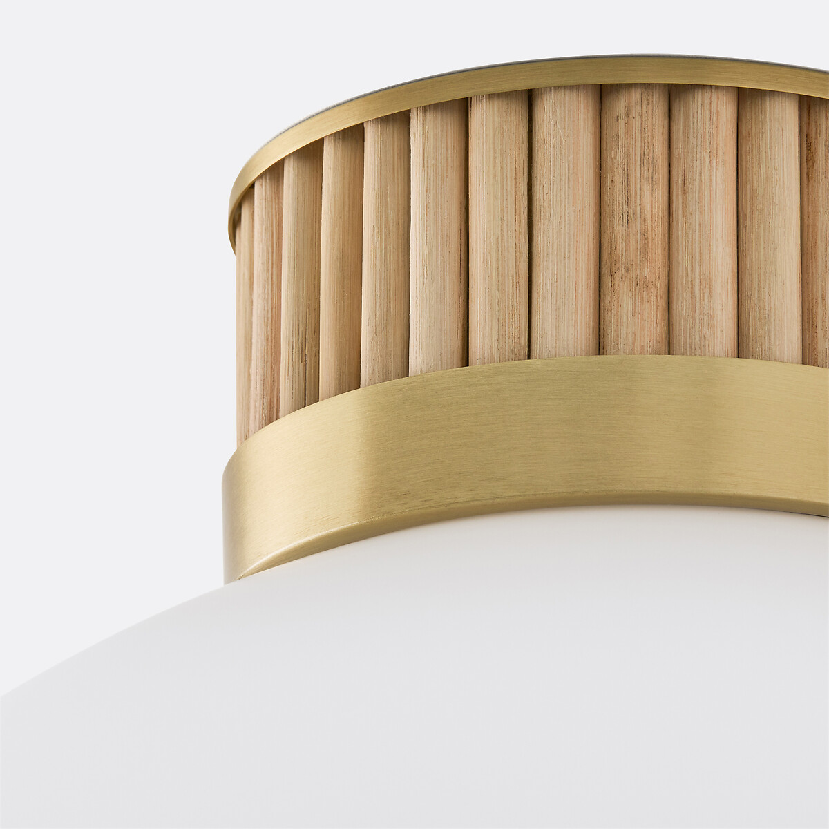 Dolce Ceiling Or Wall Light, in Brass, Bamboo and Opaline Glass white, LA REDOUTE INTERIEURS