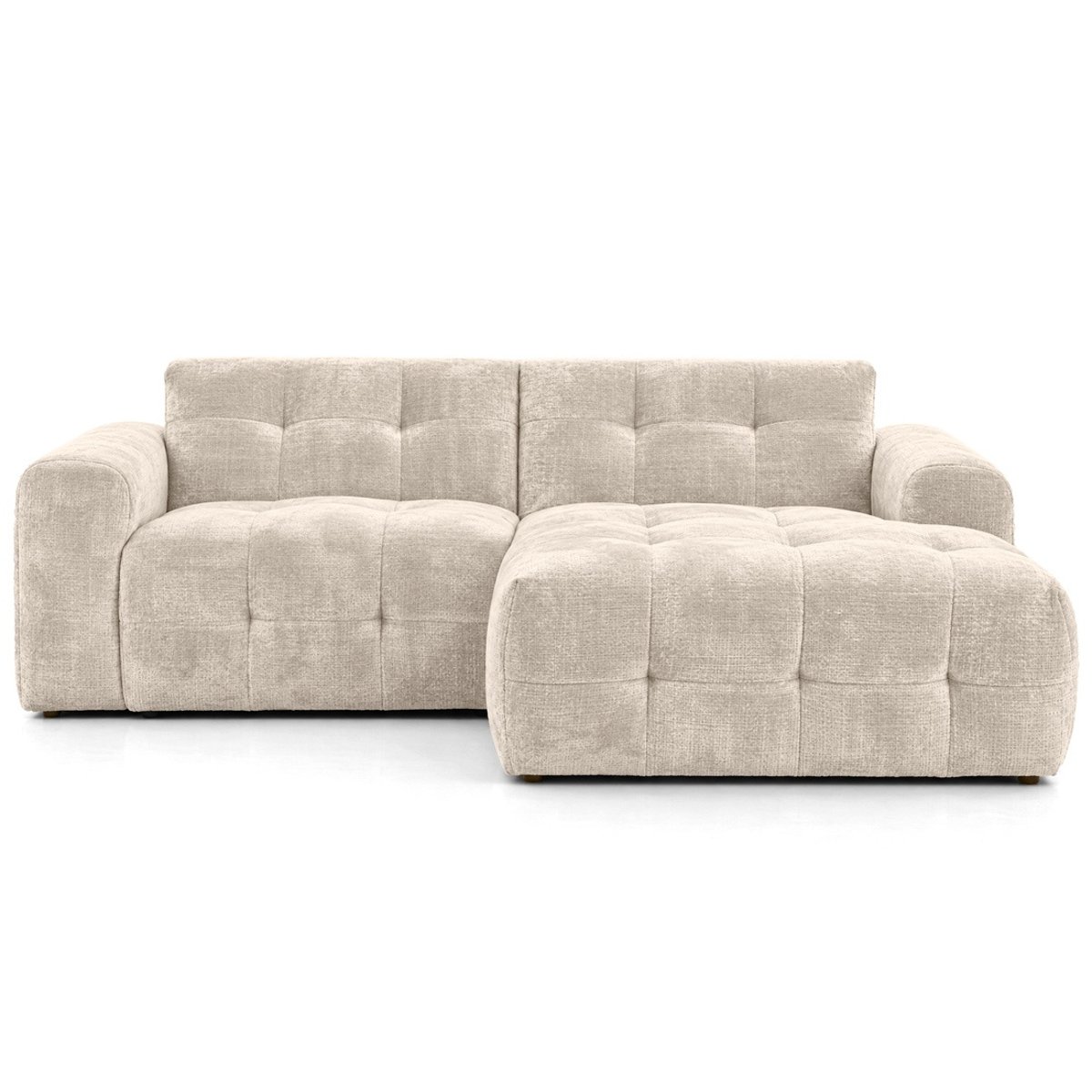 Canapé d'angle droit en velours texturé, DIANE beige, BEST MOBILIER