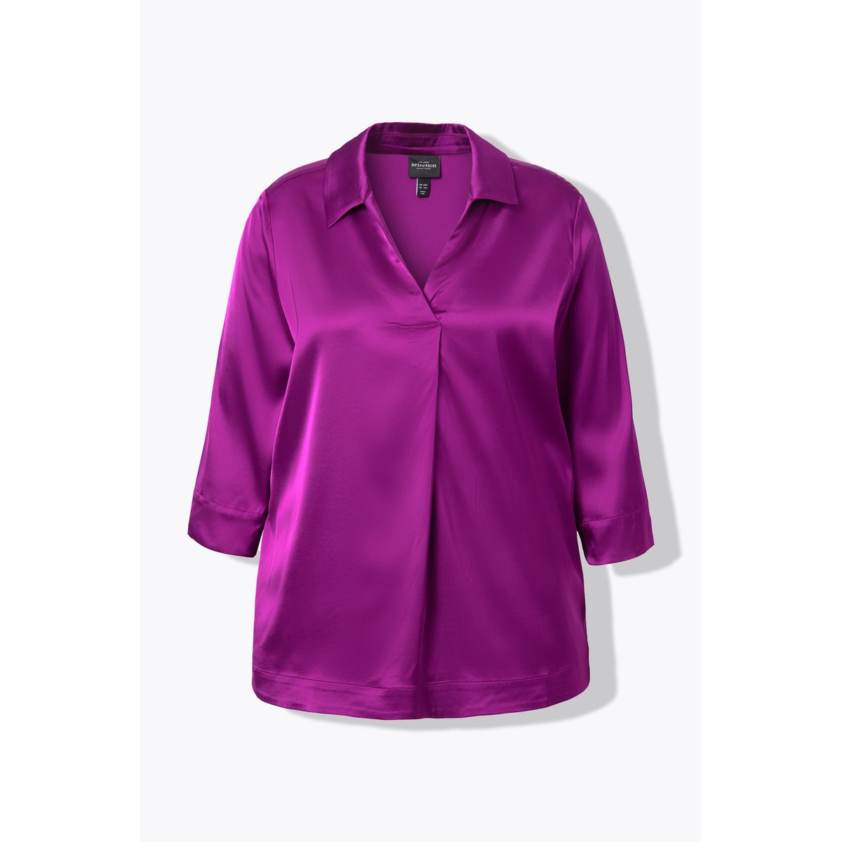 Chemisier en satin à col chemise baie, ULLA POPKEN