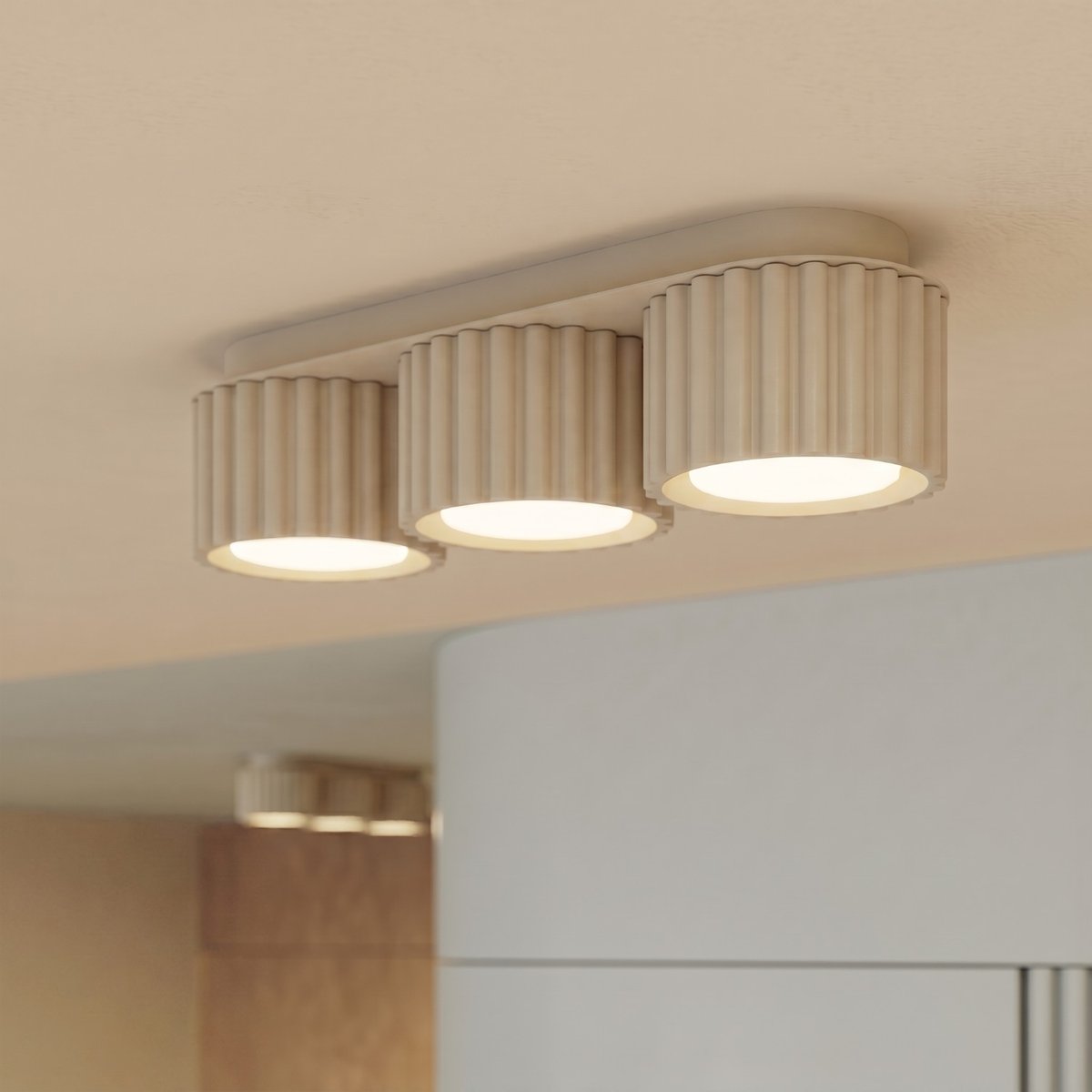 Plafonnier Aluminium Beige Gx53 3 AURA beige, EDEN