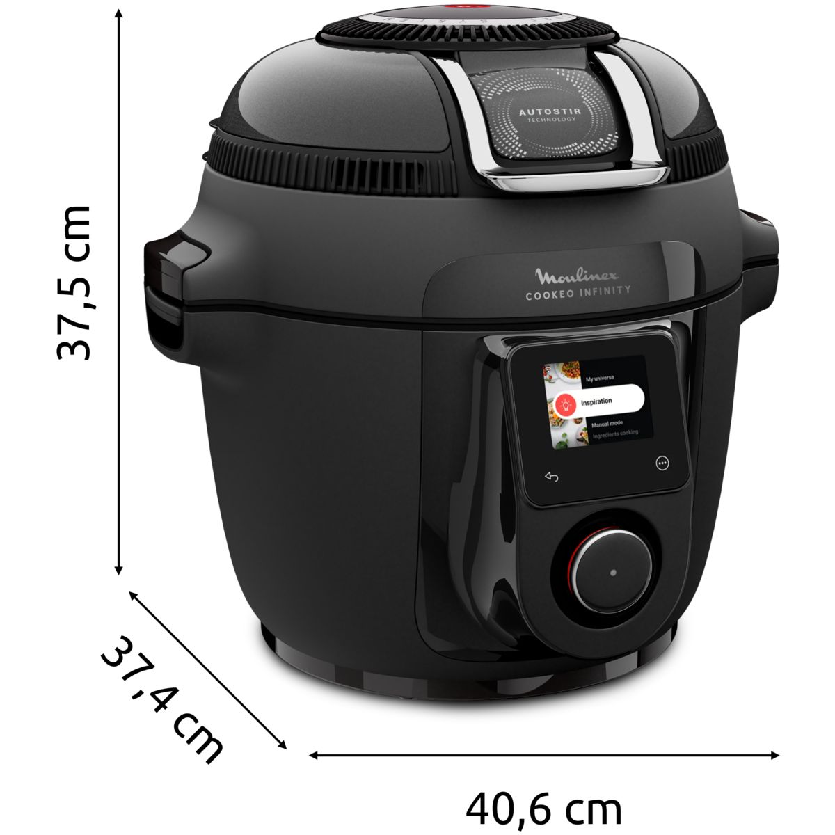 Cookeo Multicuiseur Airfryer Cookeo Infinity avec pale Noir CE9828F0 20 modes de cuisson, 6,5 L couleur unique, MOULINEX