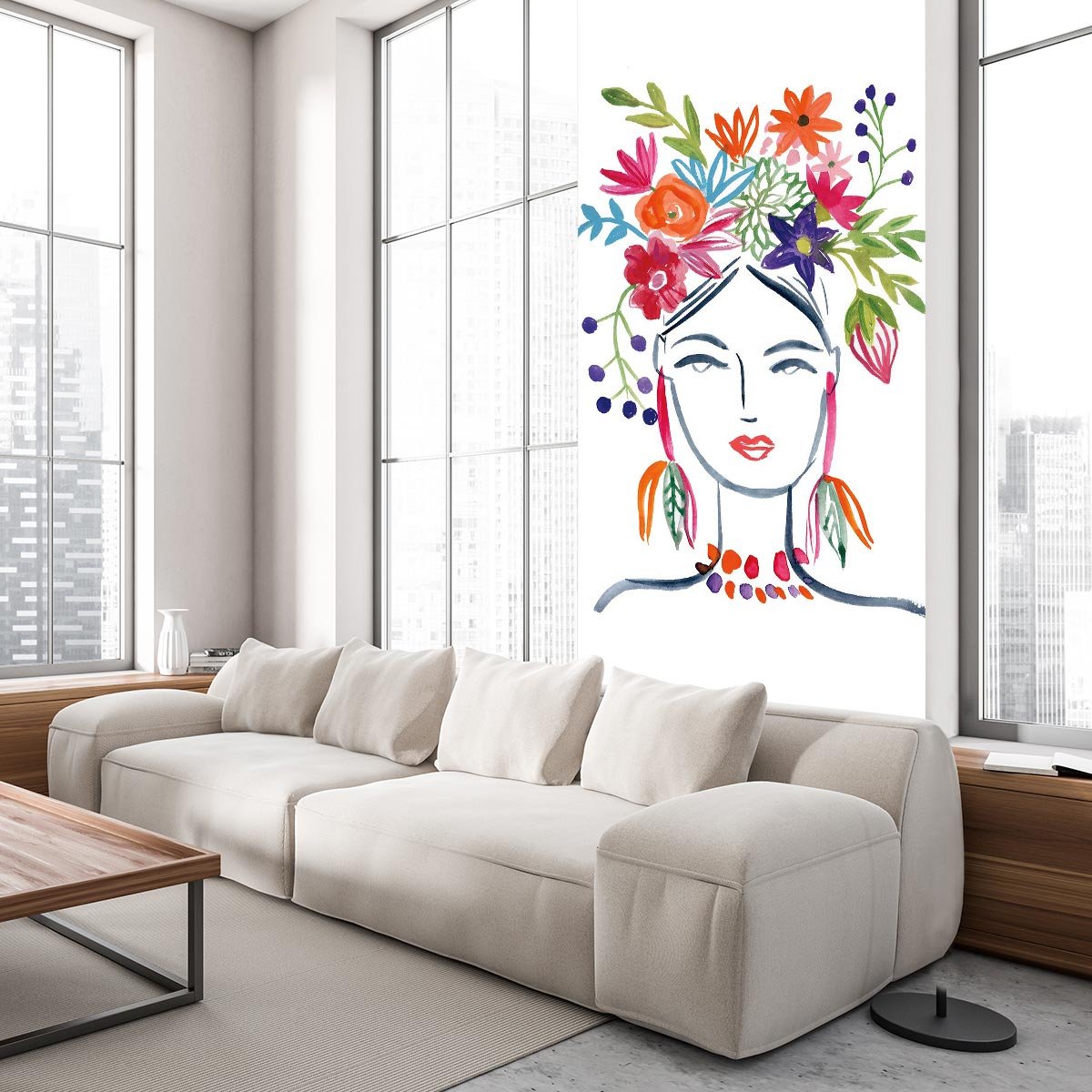 Papier peint graphique jolie fleur intissé, HEXOA