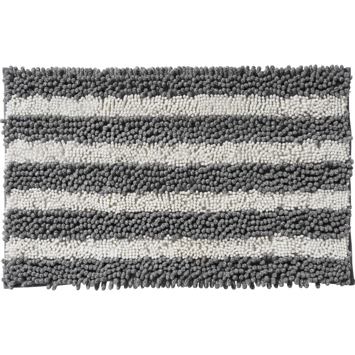Tapis de bain déco à rayures en polyester OTELLO gris, GUY LEVASSEUR