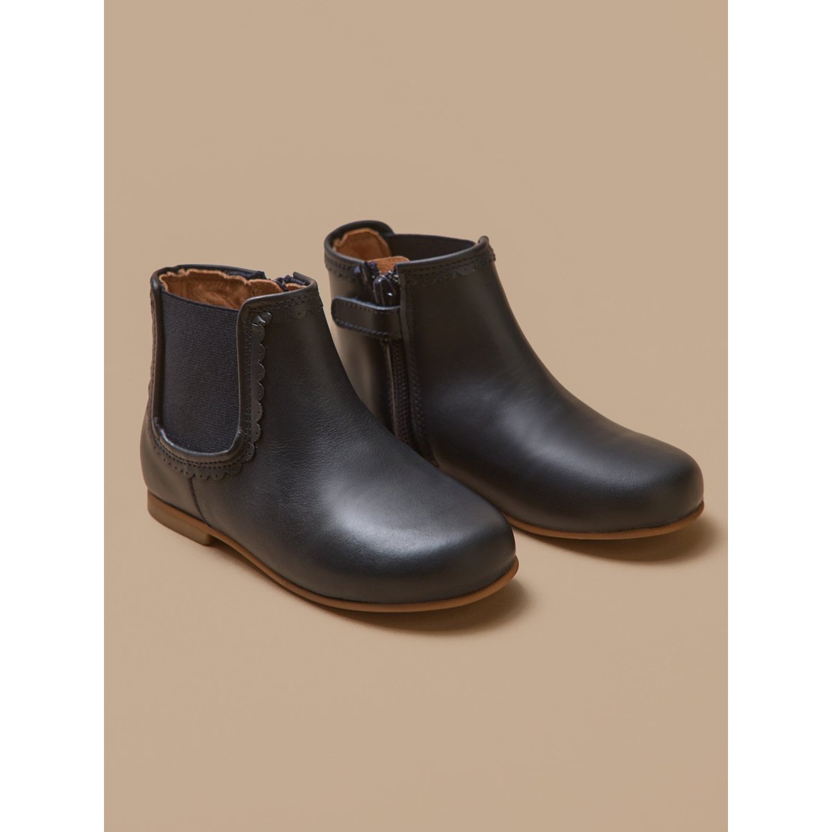 Boots cuir encre, CYRILLUS