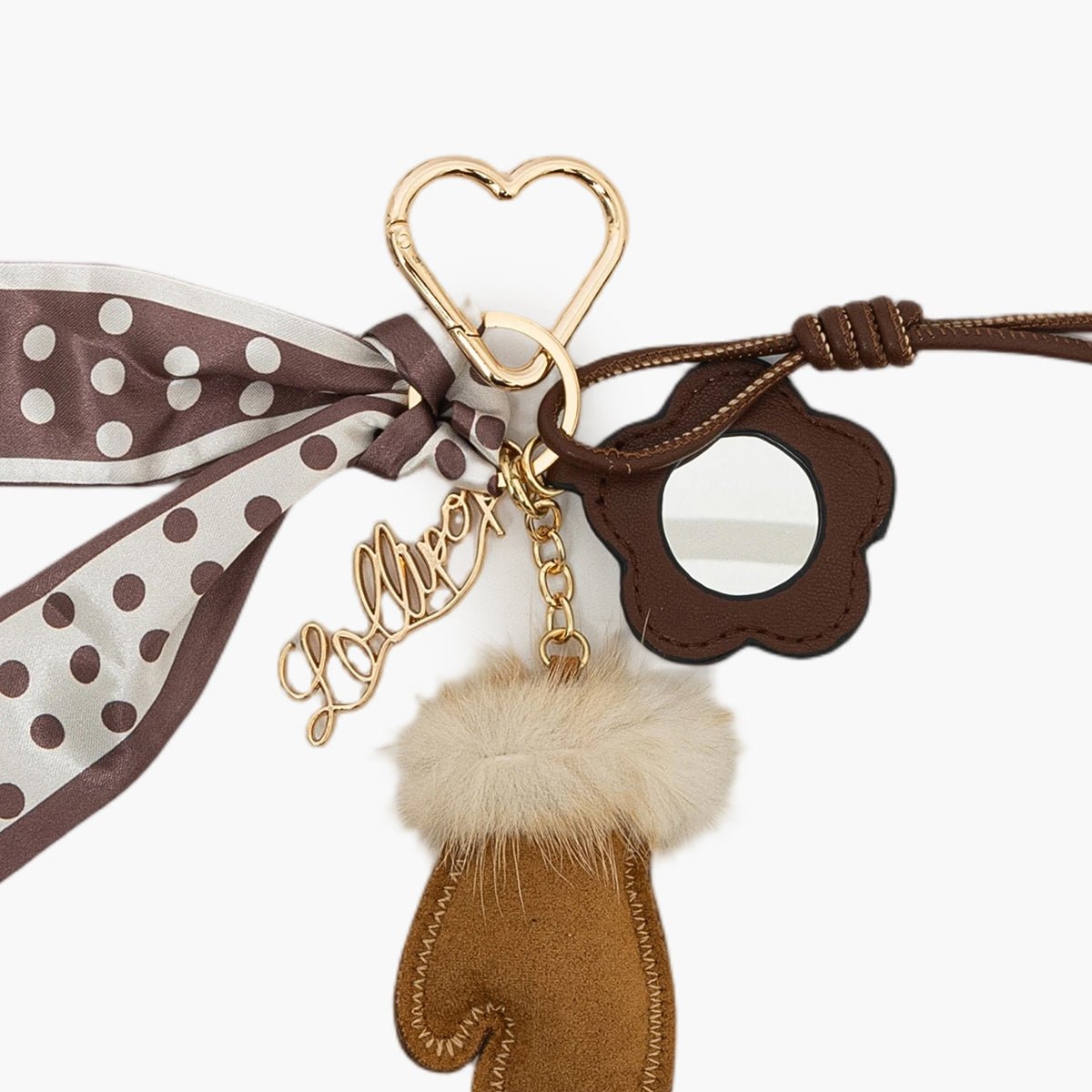 Bijou de sac miroir fleur Tissalia marron, LOLLIPOPS
