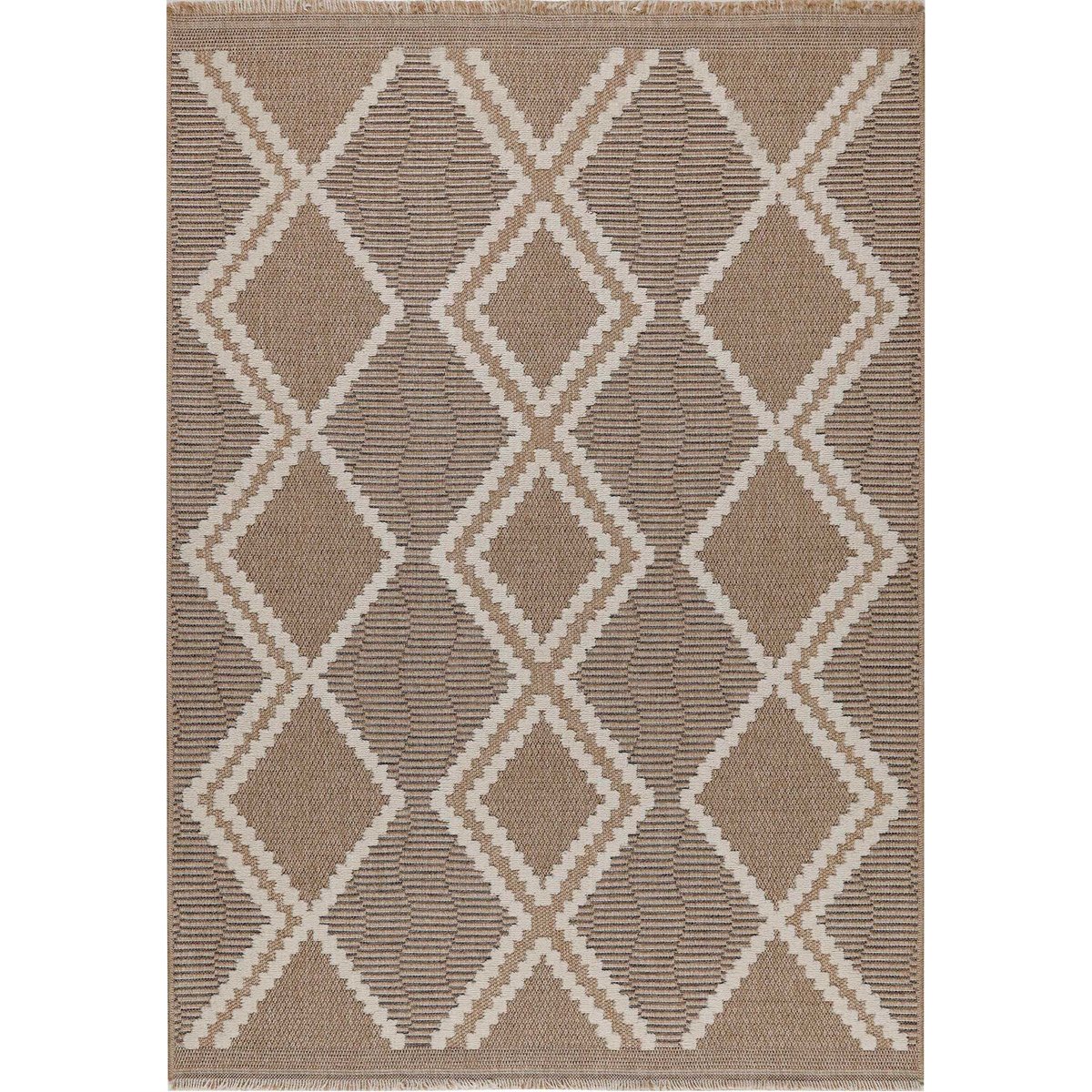 Tapis intérieur extérieur à motif scandinave TULUM marron, NAZAR RUGS