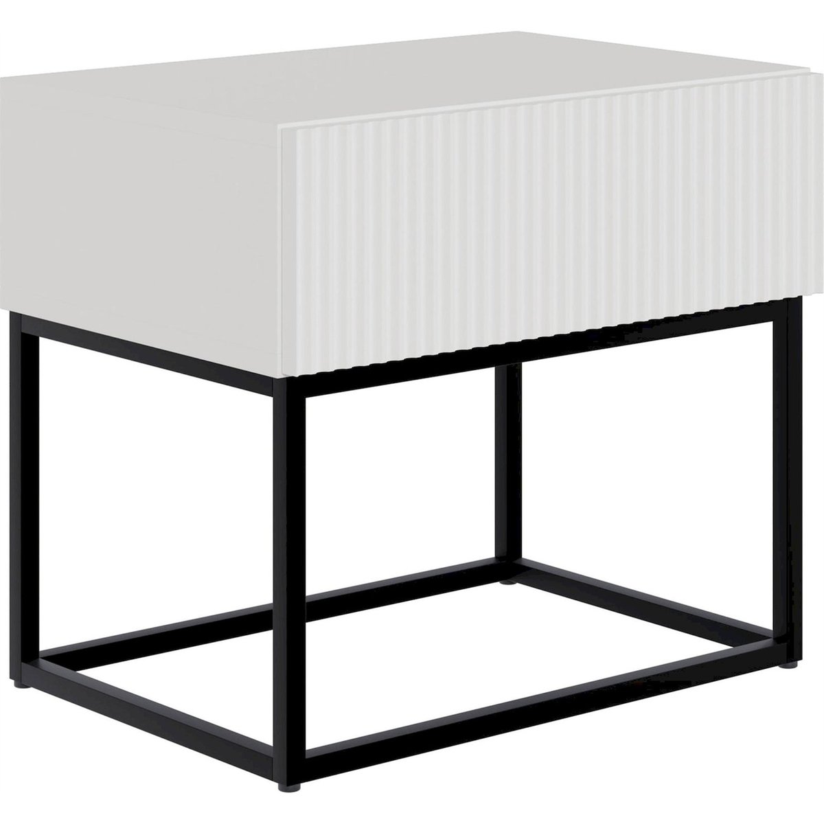 Table de chevet façade rainurée VELDIO beige doré, RECOLLECTION