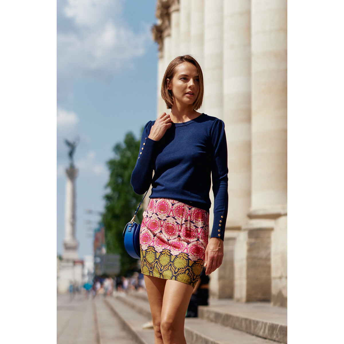 Pull col rond BEATRICE manches longues marine, LA PETITE ETOILE