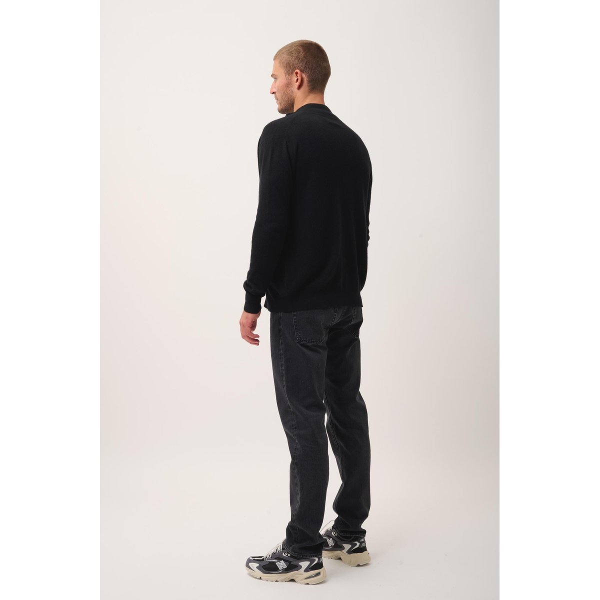 Gilet Zippé Col Montant Noir Alan noir, JUST CASHMERE