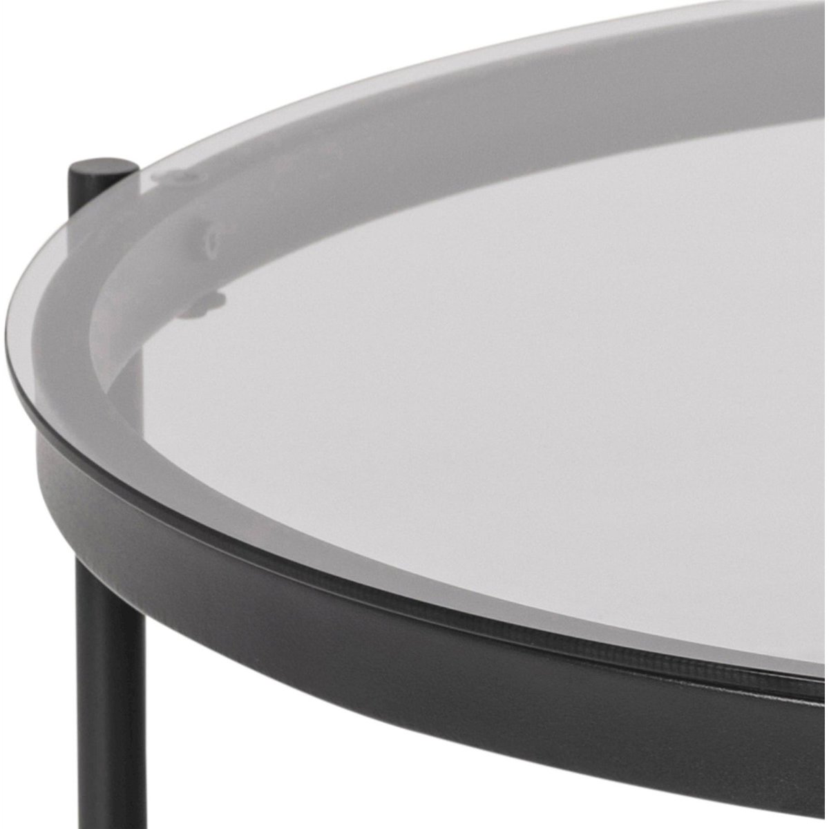 Table basse ronde AYKAL verre fumé et noir, RECOLLECTION