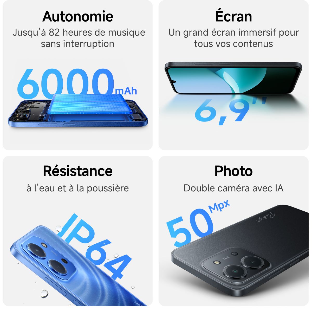 Smartphone Redmi 15C Noir 256Go 4G couleur unique, XIAOMI