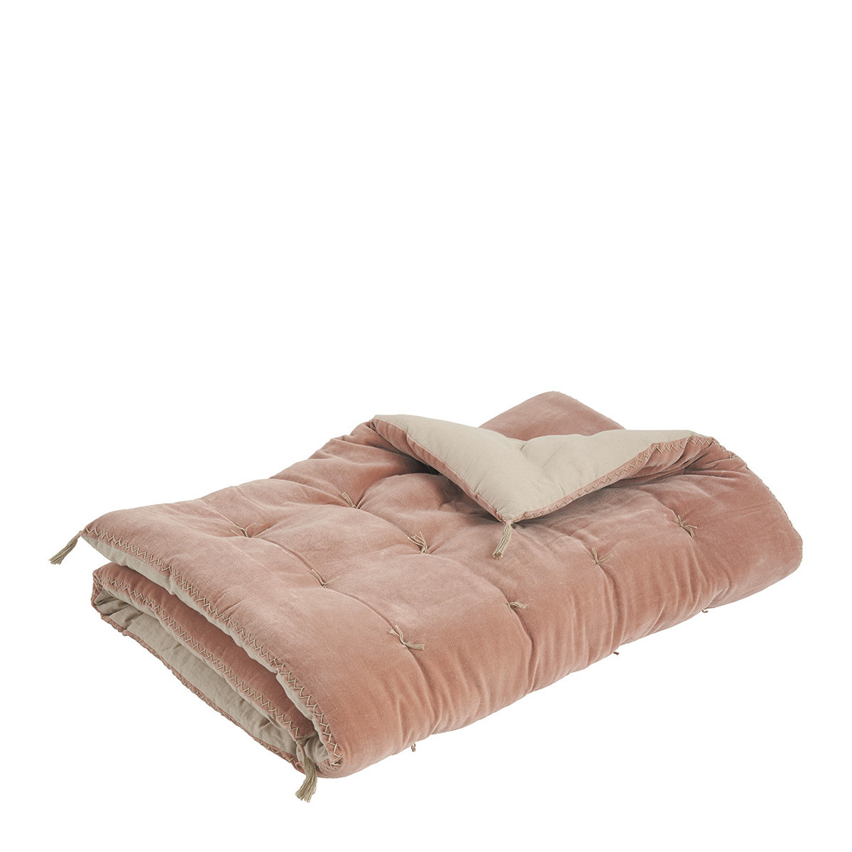Futon en velours rose, BLANC D’IVOIRE